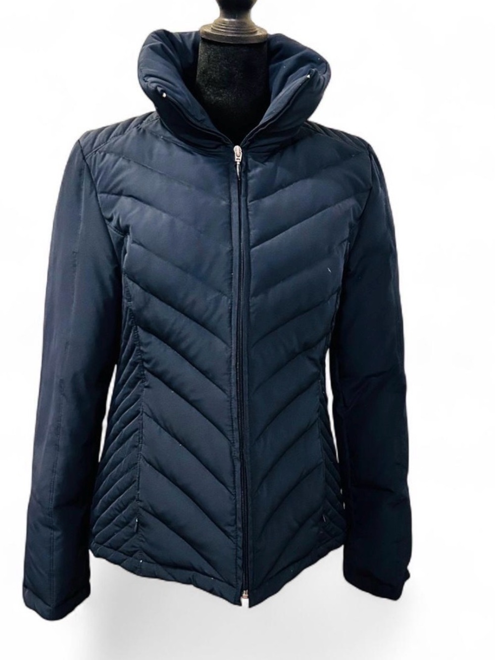 Kenneth Cole Reaction Navy Chevron Quilted Packable Puffer Jacket